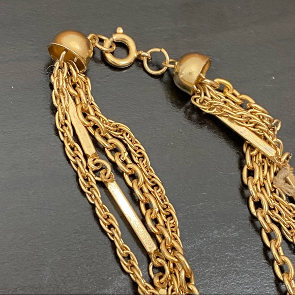 Vintage Unsigned Multi-Strand Chain Tassel Long Necklace - Picture 4 of 10